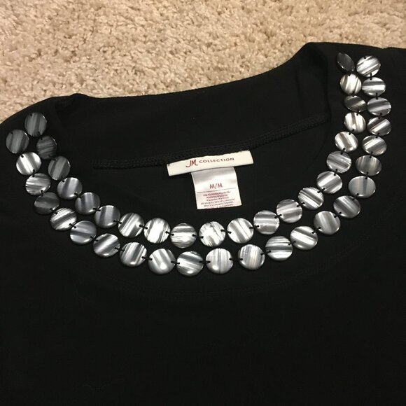 JM Collection Decorative Collar Black Tank Top - Picture 5 of 13